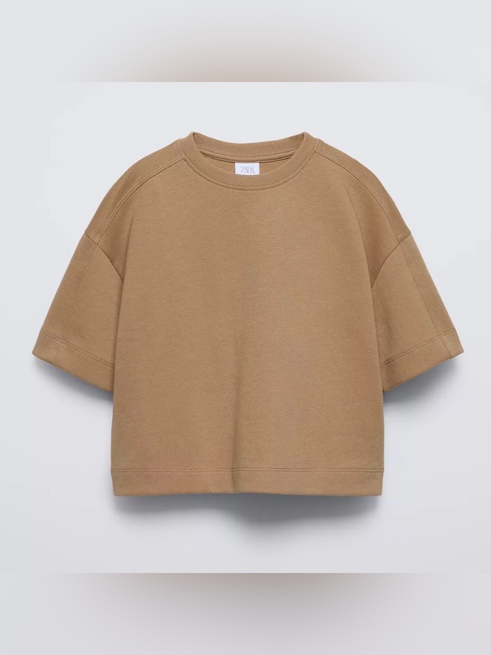 Zara Kids Camel Short Sleeve Sweatshirt Top
